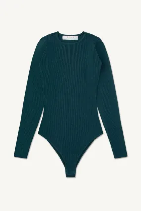 Aliyah Ribbed Knit Brief Bodysuit - Deep Teal