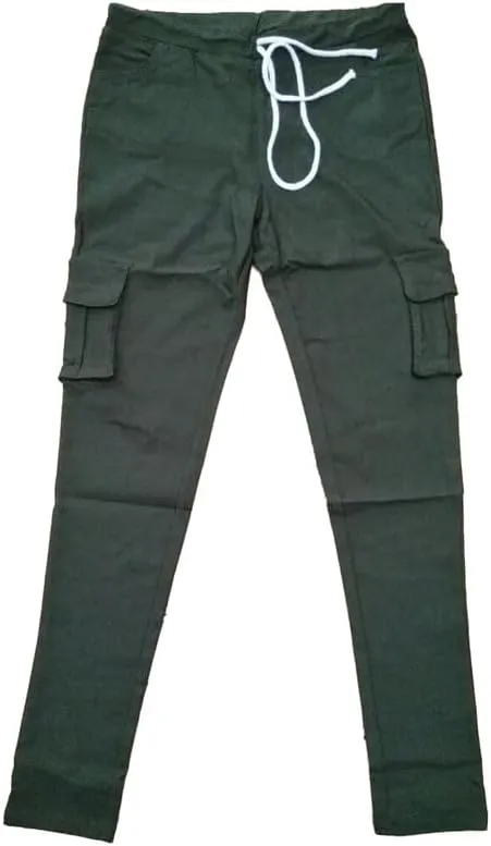 Andongnywell Womens Solid Color Stretch Drawstring Skinny Pants Cargo Joggers Butt Lift Pant with Pockets