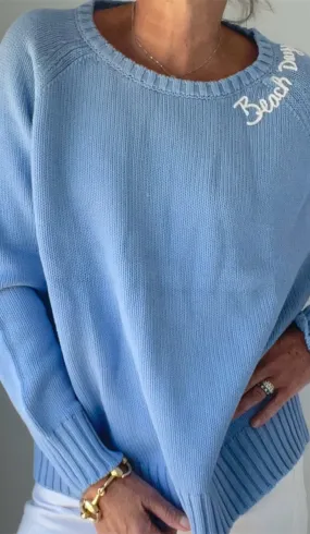 Beach Day Chunky Campus Sweater