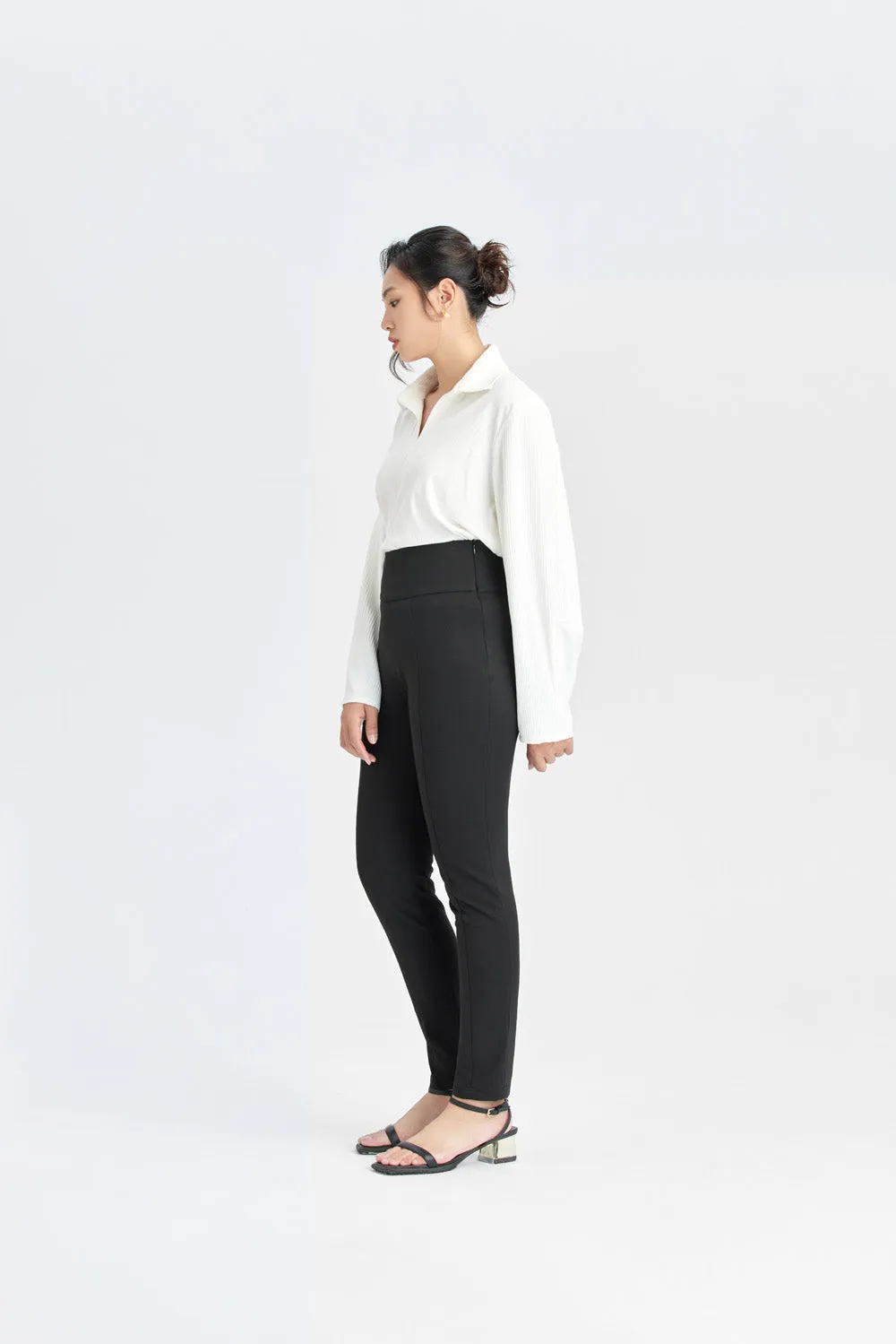 Black Hipster Fitted Trousers