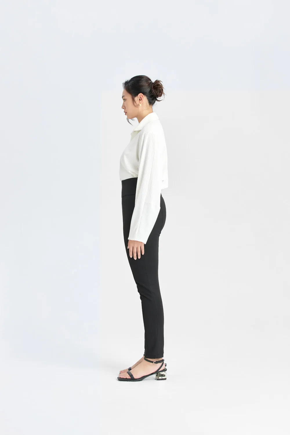 Black Hipster Fitted Trousers