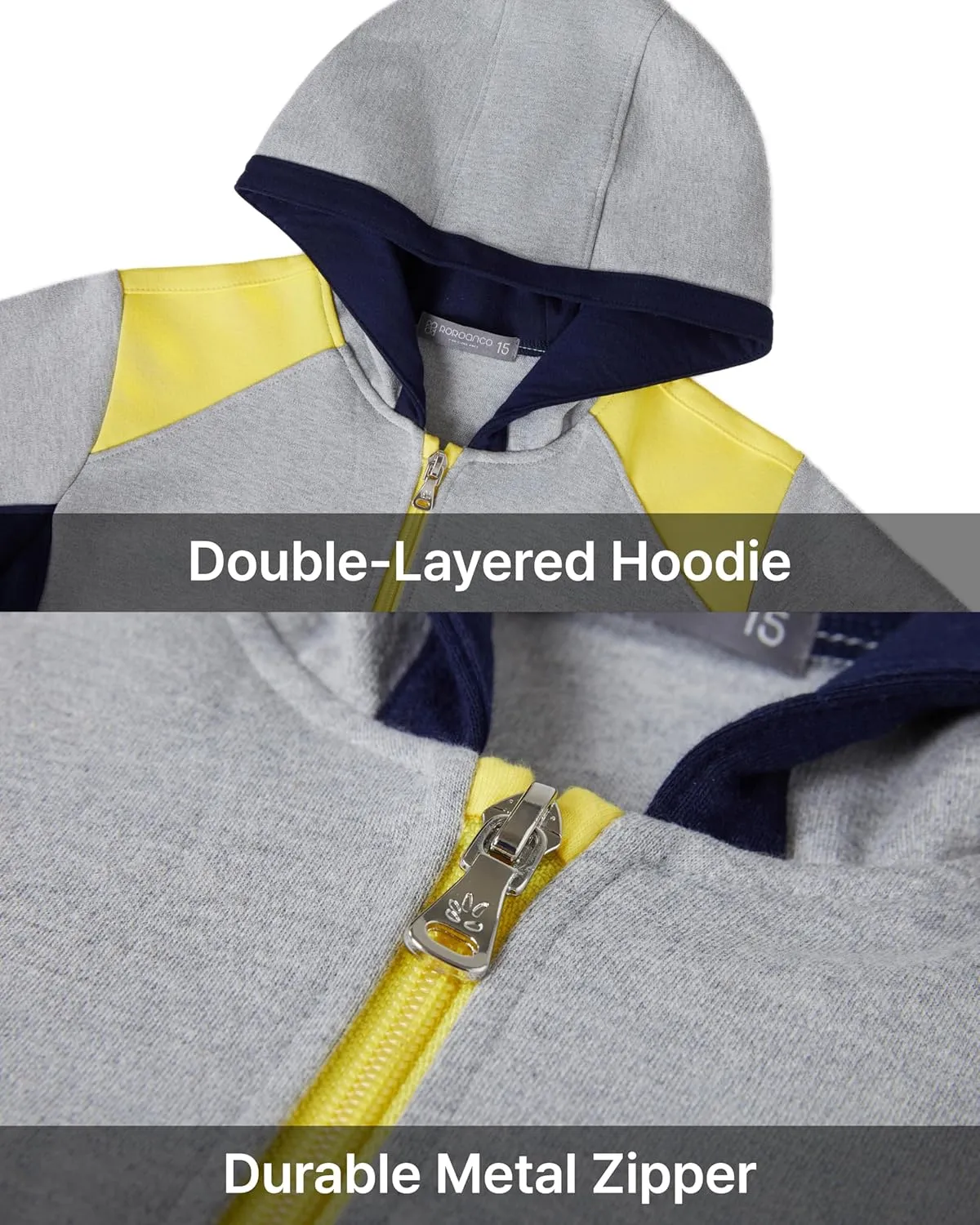 Boys' 2-Piece Comfortable Tracksuit Set (Ages 3-9) – Dryer Safe Zip-Up Hoodie & Jogger Sweatpants