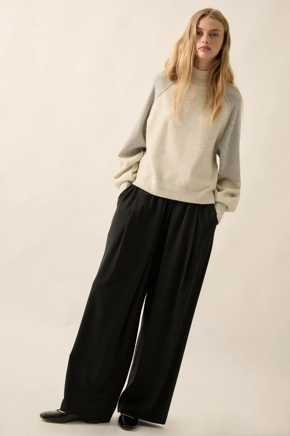 Cloud Colorblock Mock Neck Sweater