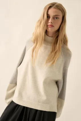Cloud Colorblock Mock Neck Sweater