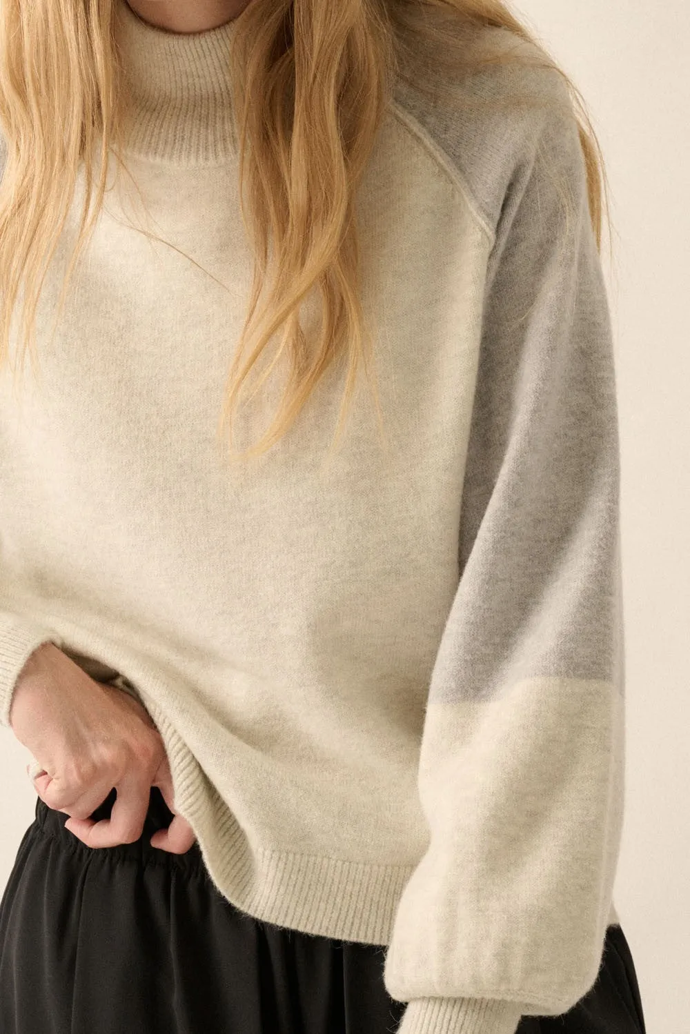 Cloud Colorblock Mock Neck Sweater