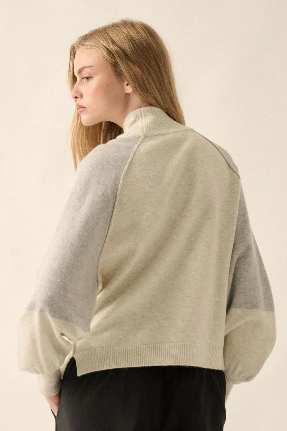 Cloud Colorblock Mock Neck Sweater