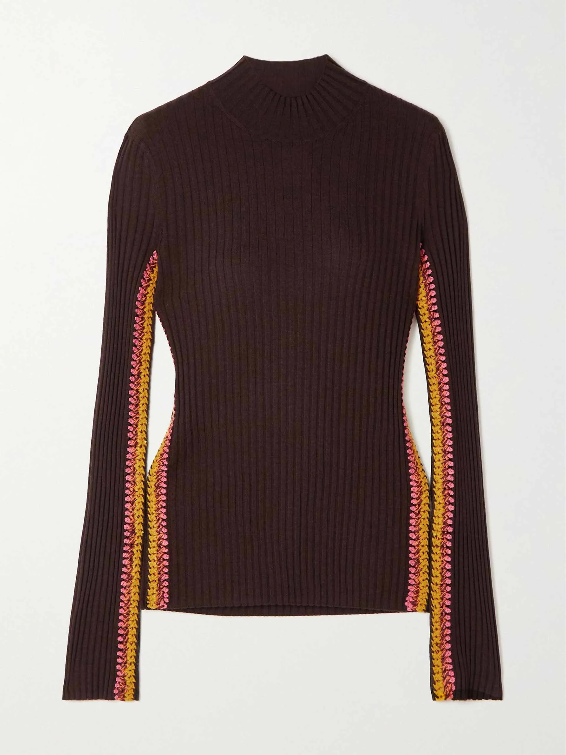 Crocheted ribbed wool sweater