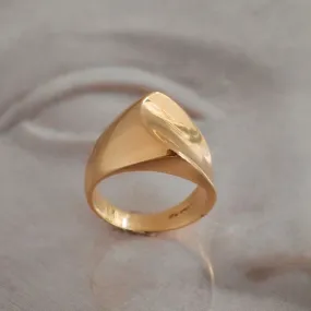 Danish Modernist 14k Gold Wave Ring