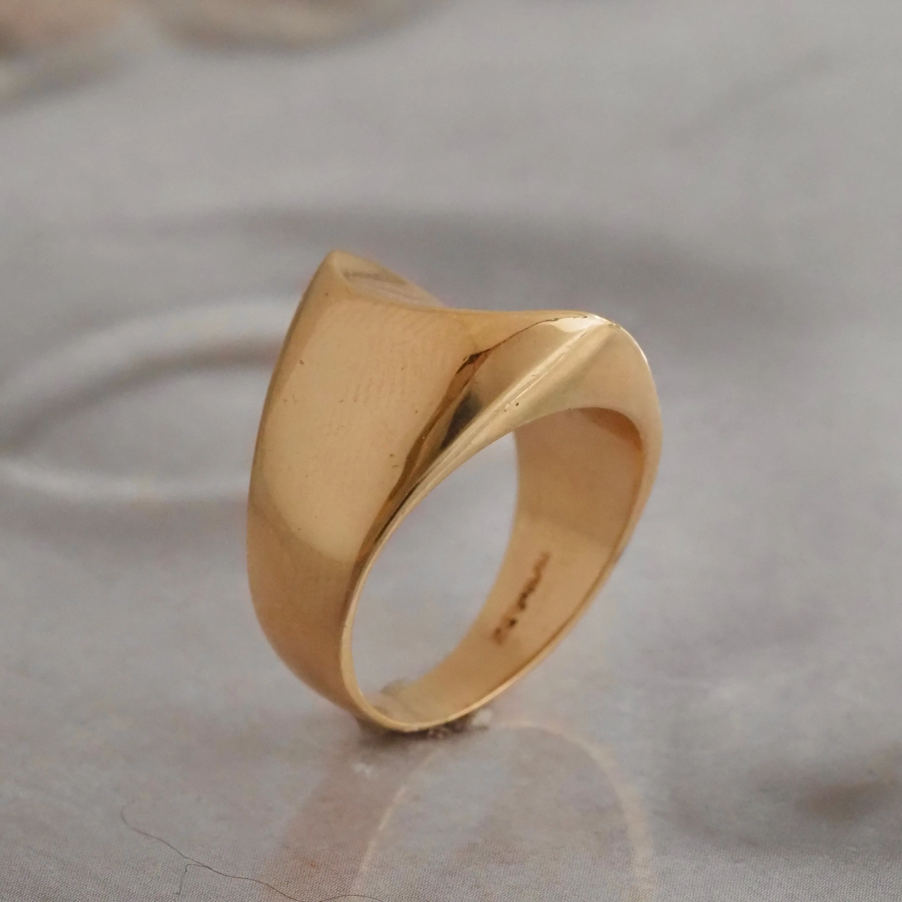 Danish Modernist 14k Gold Wave Ring