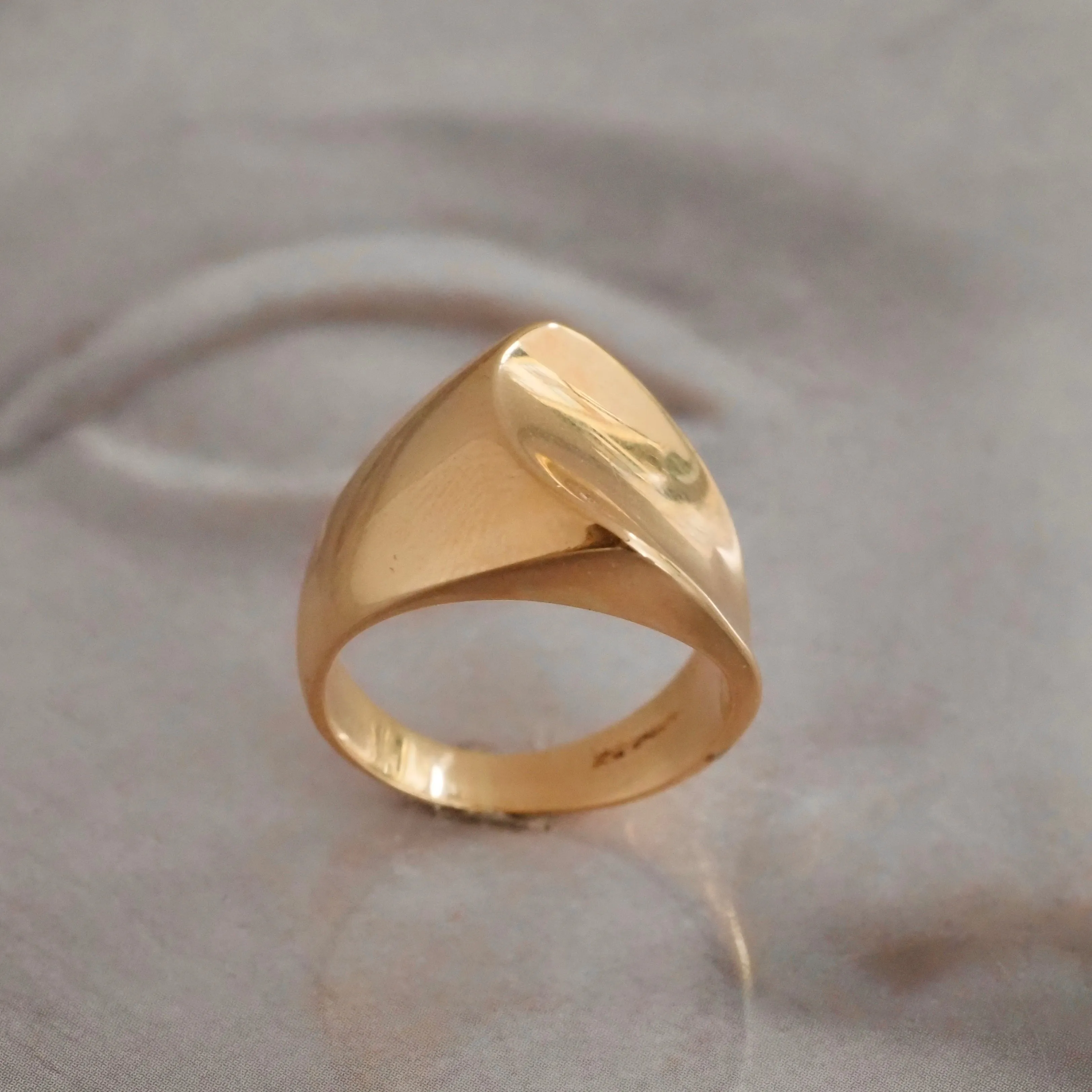 Danish Modernist 14k Gold Wave Ring