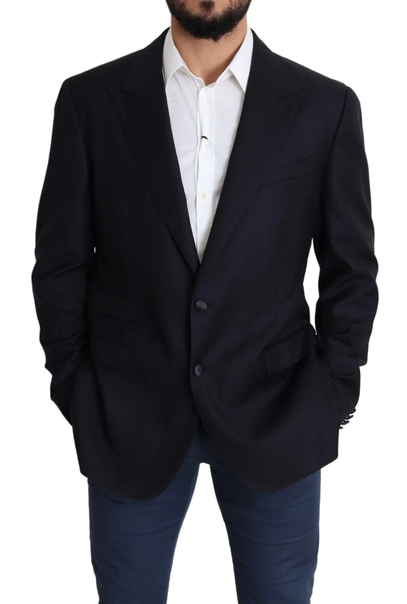 Dolce & Gabbana Elegant Black Virgin Wool Herre Blazer