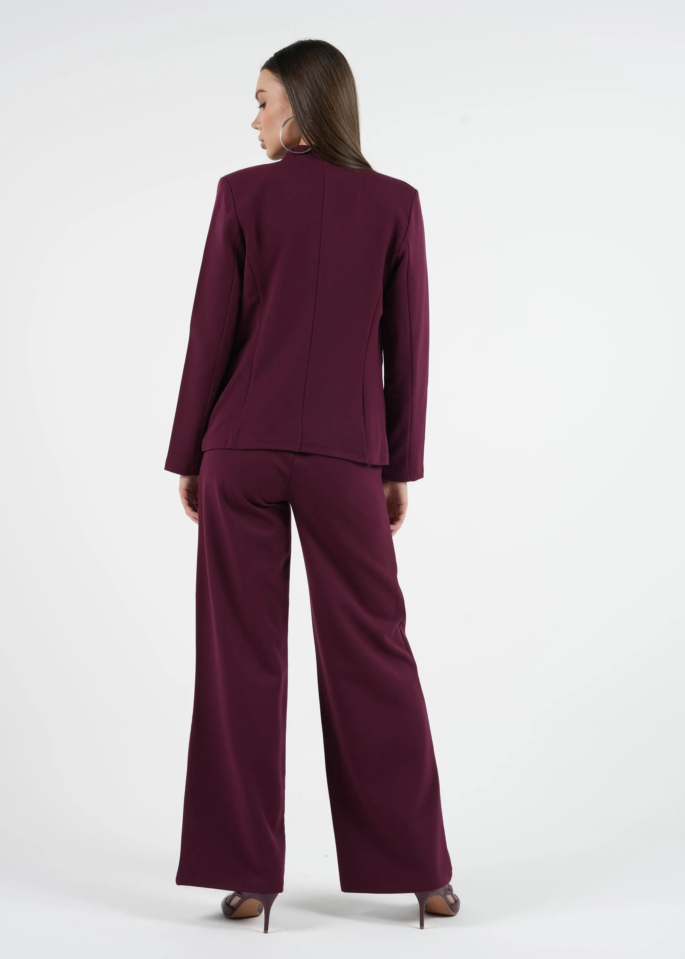 Elegant Plum Blazer with Flower Accent