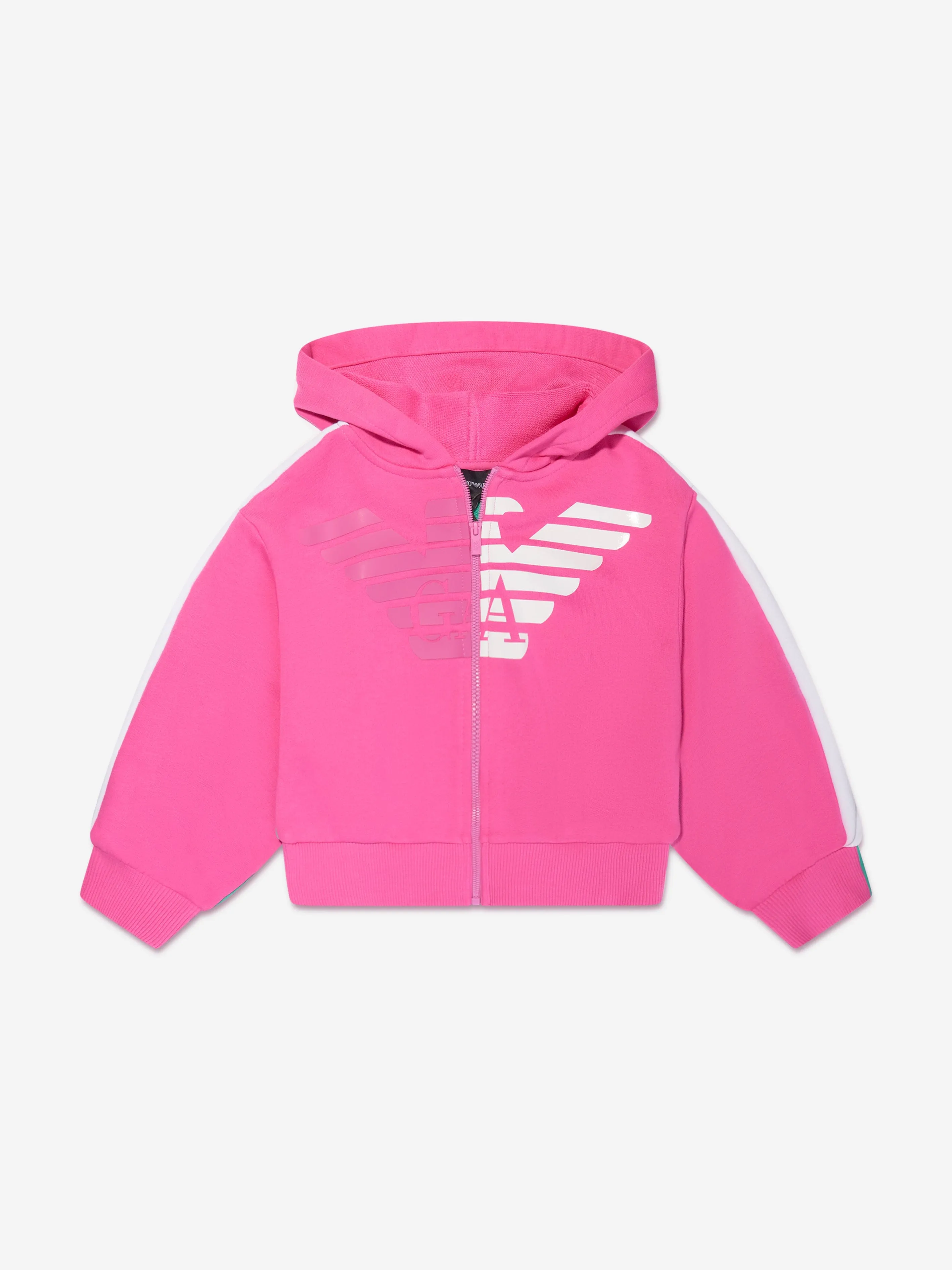 Emporio Armani Girls Logo Zip Up Hoodie In Pink