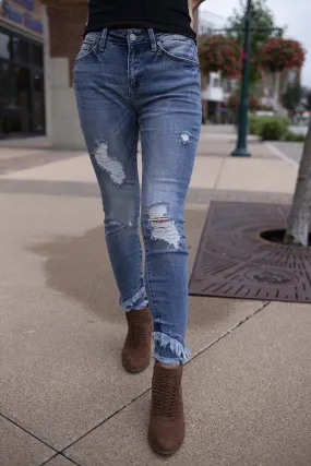 Fringe With Benefits Distressed Ankle Skinny Jeans