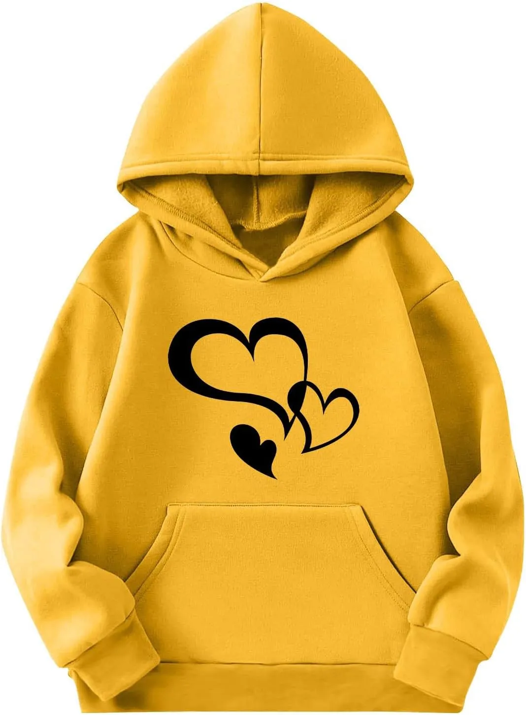 Girls Valentine Hoodies Oversized Funny Heart Print Sweatshirt Top Long Sleeve Cute Teen Girls Trendy Outfits