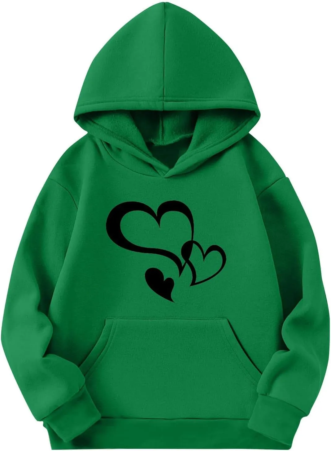 Girls Valentine Hoodies Oversized Funny Heart Print Sweatshirt Top Long Sleeve Cute Teen Girls Trendy Outfits