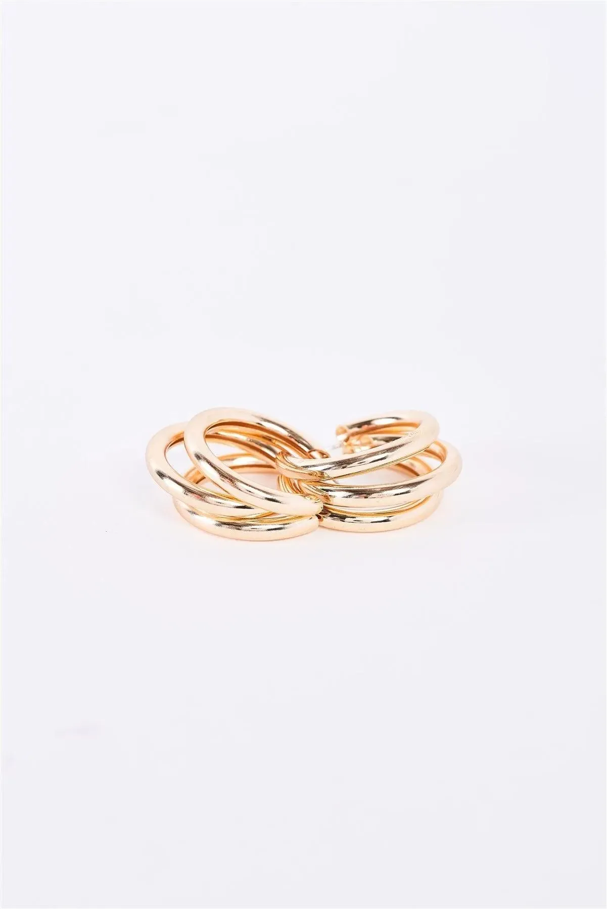 Gold Large Massive Triple Hoop Earrings /3 Pairs