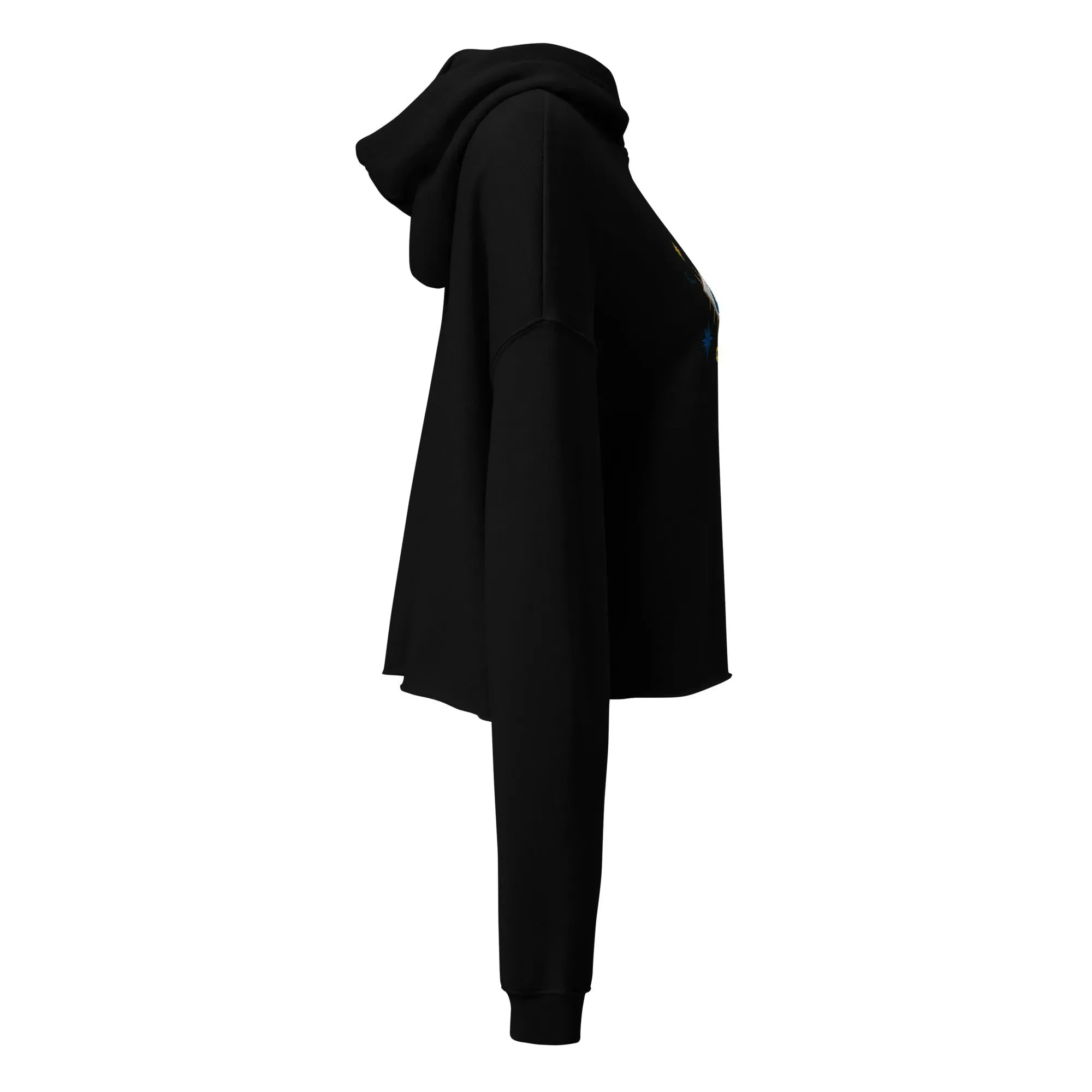 Greek Evil Eye Embroidered Cropped Hoodie