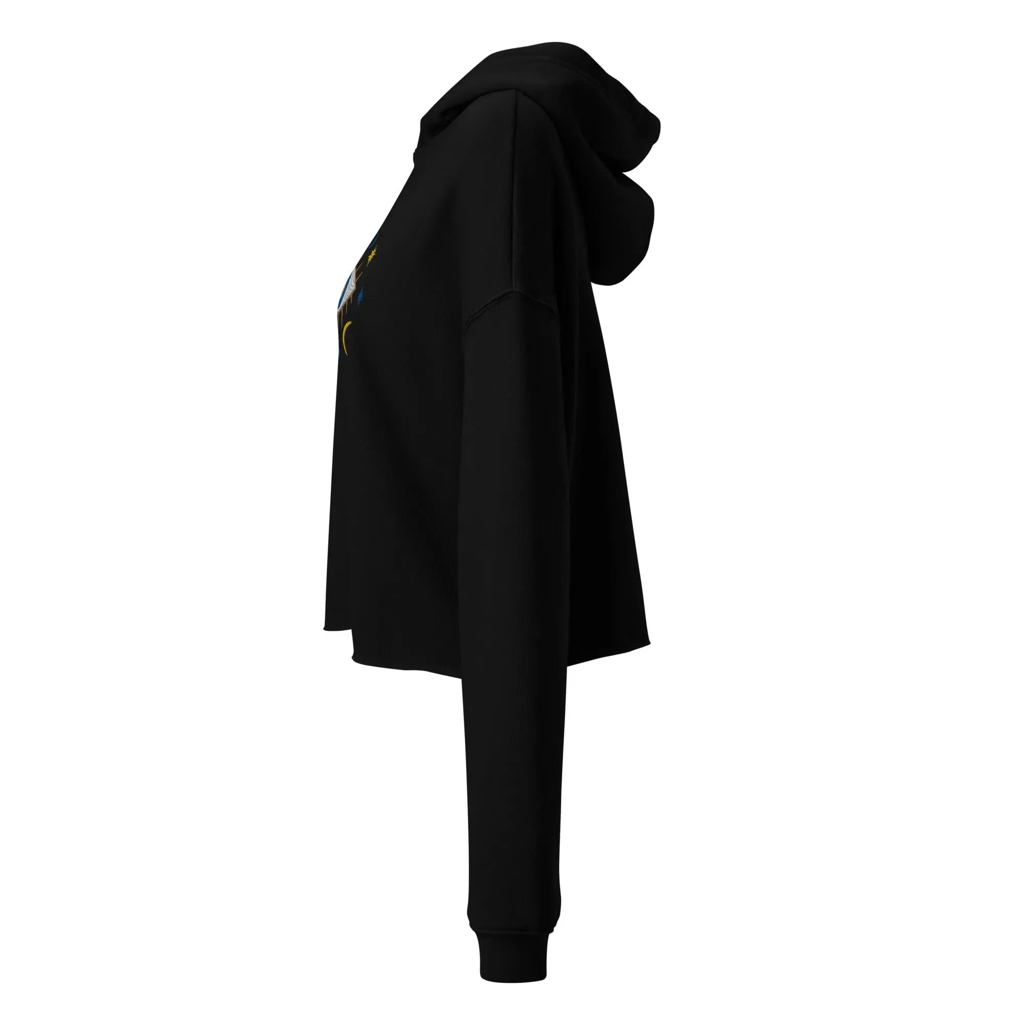 Greek Evil Eye Embroidered Cropped Hoodie