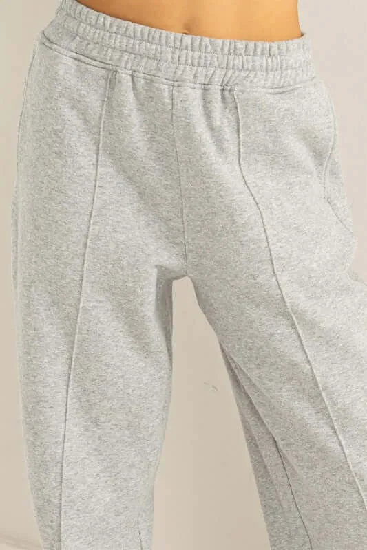High-Waisted Pintuck Sweatpants