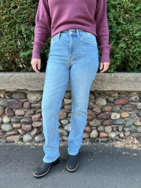 Judy Blue High Waist Contrast Wash Thermal Straight - Medium Wash