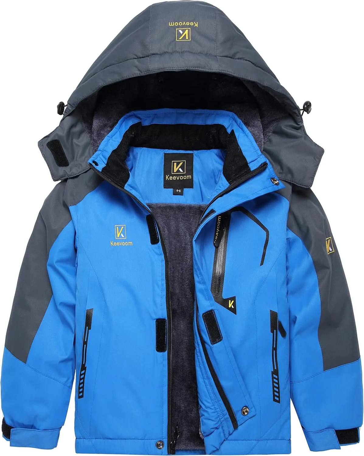 Keevoom Boy's Waterproof Ski Jacket Winter Warm Thick Snow Coat Windproof Fleece Kids Outdoor Hooded Snowboard Jackets