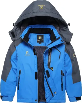 Keevoom Boy's Waterproof Ski Jacket Winter Warm Thick Snow Coat Windproof Fleece Kids Outdoor Hooded Snowboard Jackets