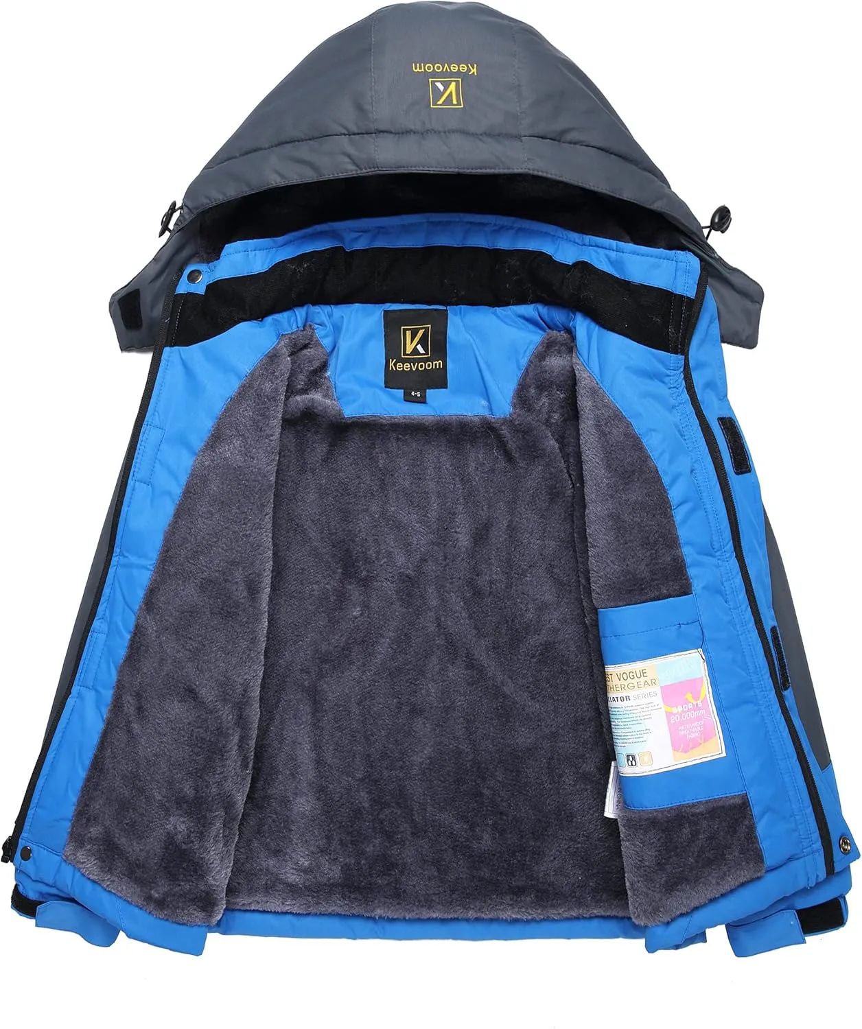 Keevoom Boy's Waterproof Ski Jacket Winter Warm Thick Snow Coat Windproof Fleece Kids Outdoor Hooded Snowboard Jackets