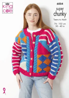 King Cole 6004 Child and Adult Sweater and Cardigan in Big Value Super Chunky (leaflet)