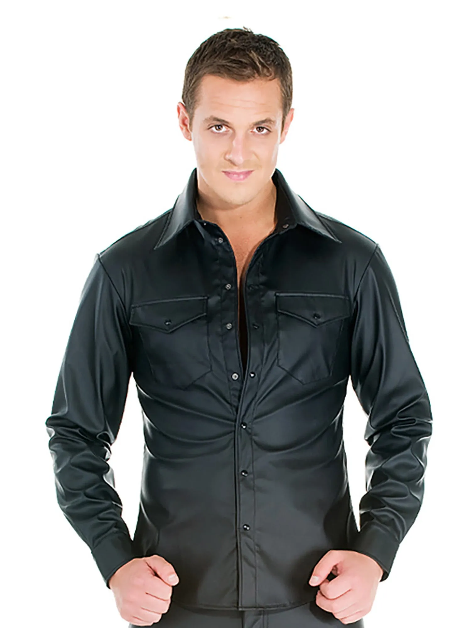 Leatherette Fitted Shirt