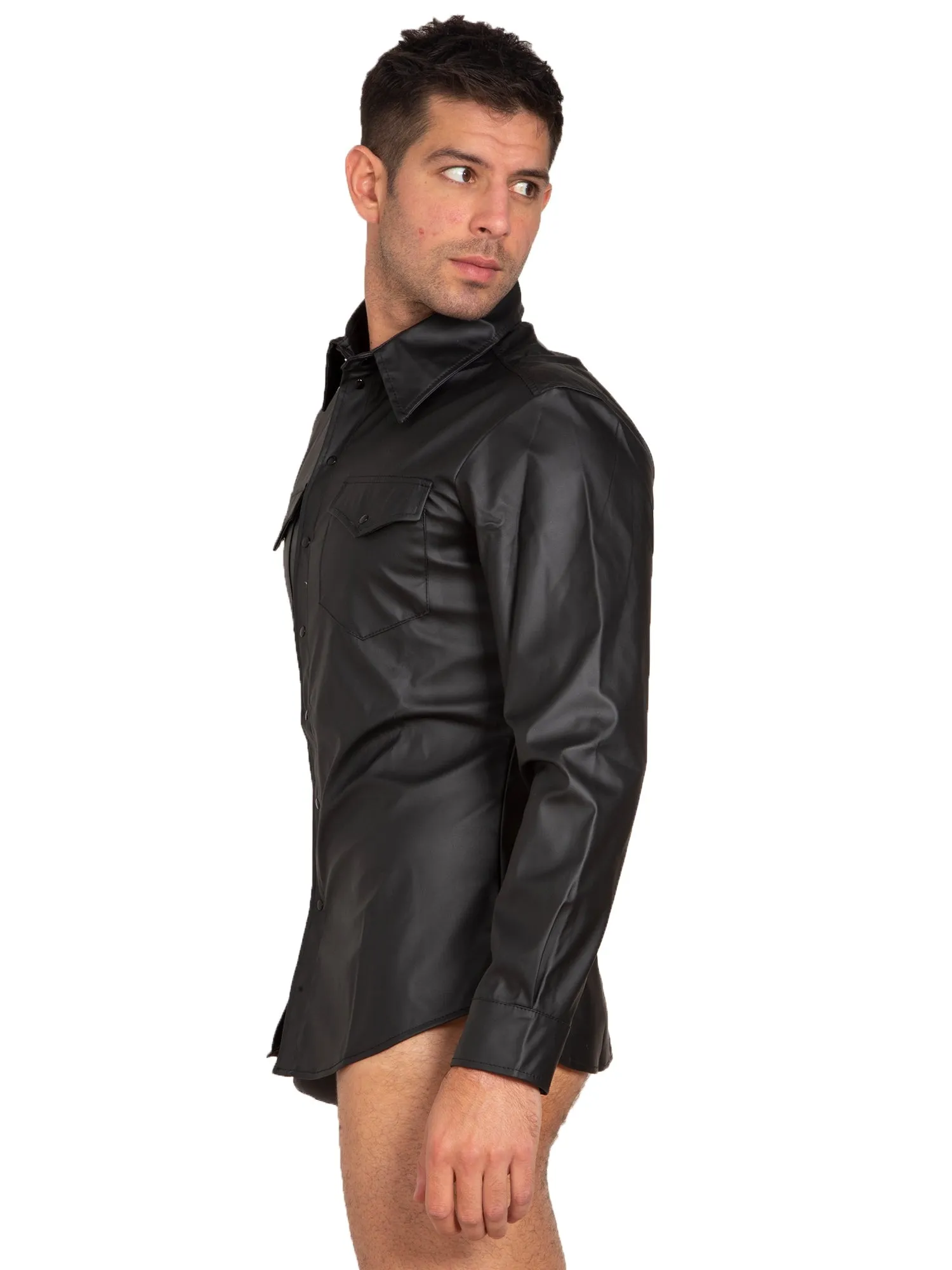 Leatherette Fitted Shirt