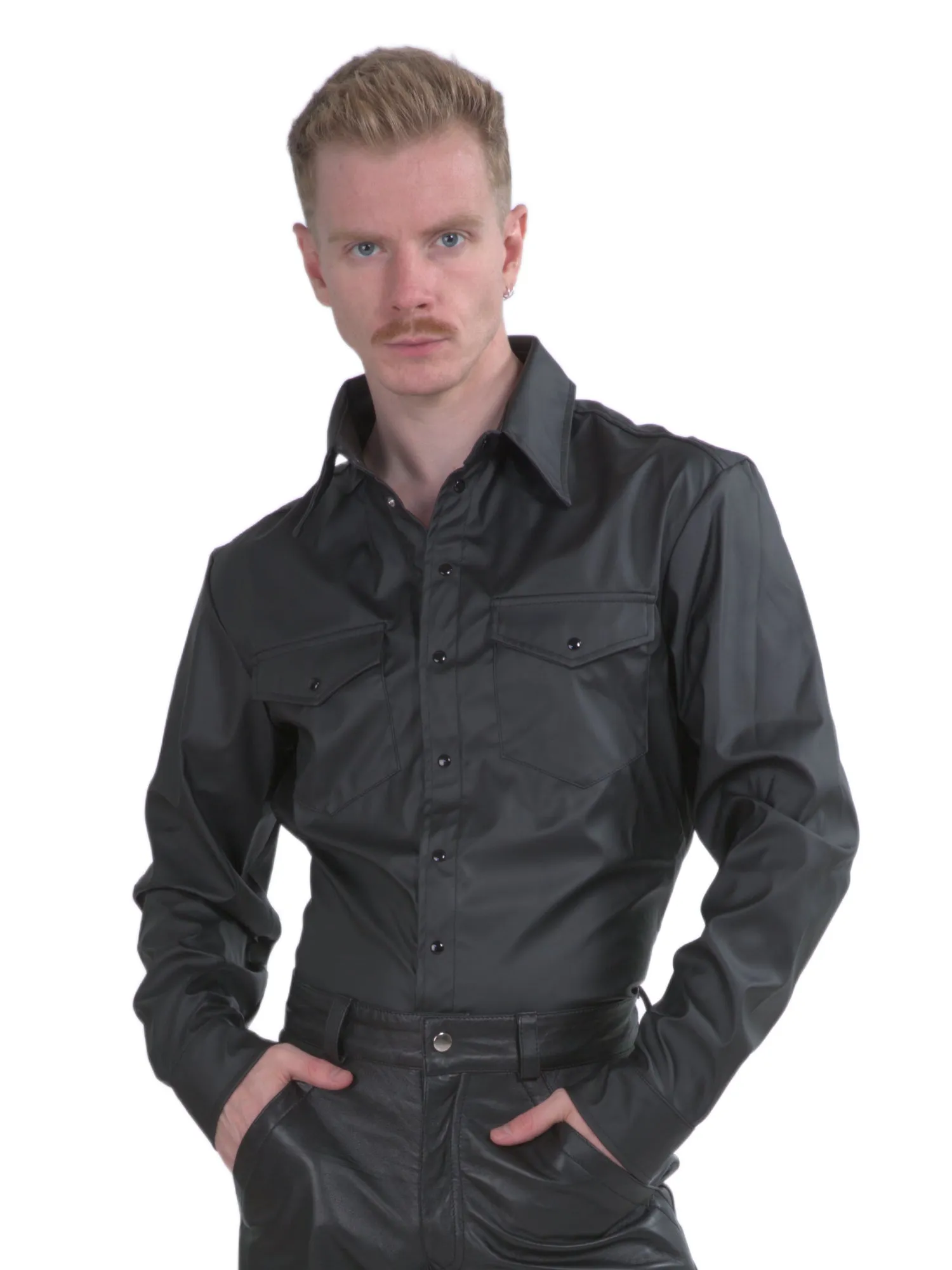Leatherette Fitted Shirt