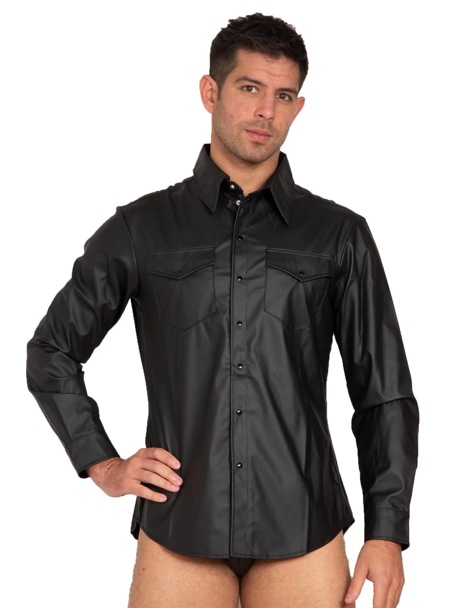 Leatherette Fitted Shirt