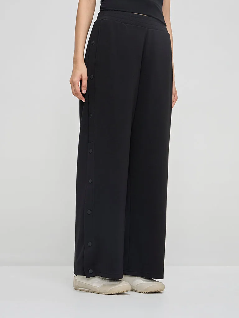 LOV Black Solid High-Rise Trousers