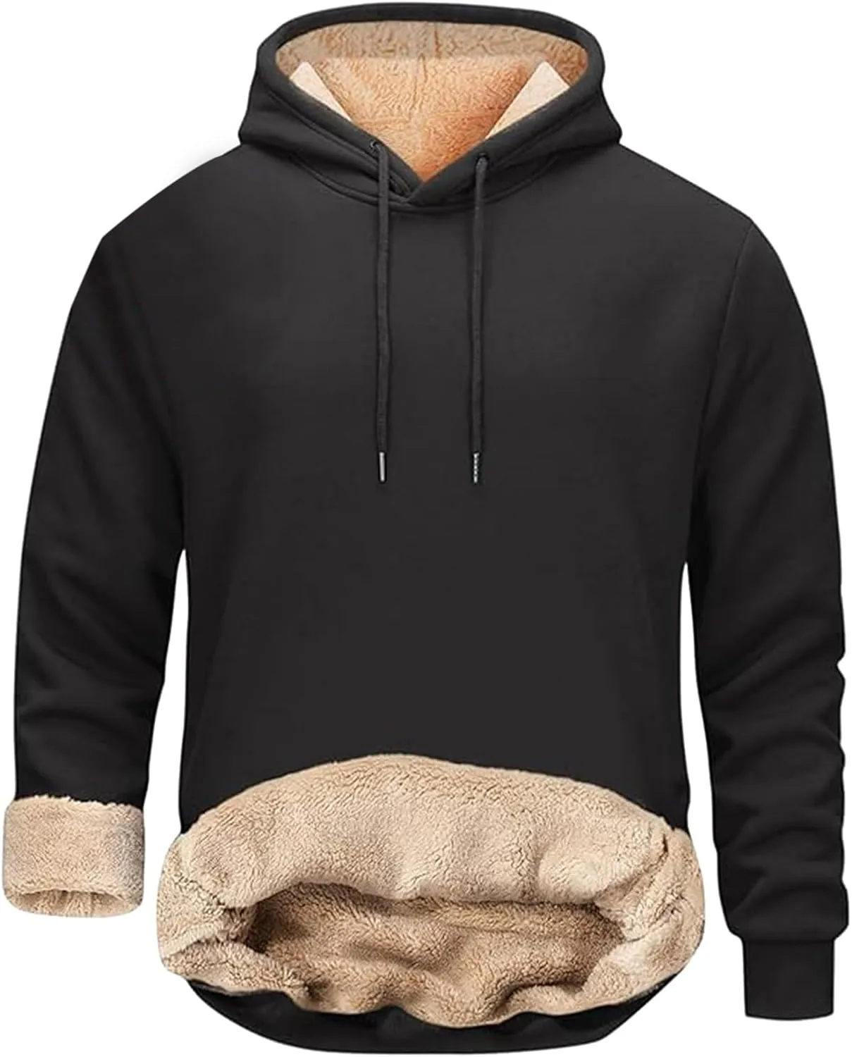 Mens Fleece Sherpa Lined Tracksuit 2 Piece Warm Hoodie Sweatshirts Sweatpants Suit Set Casual Trendy Winter Pullover