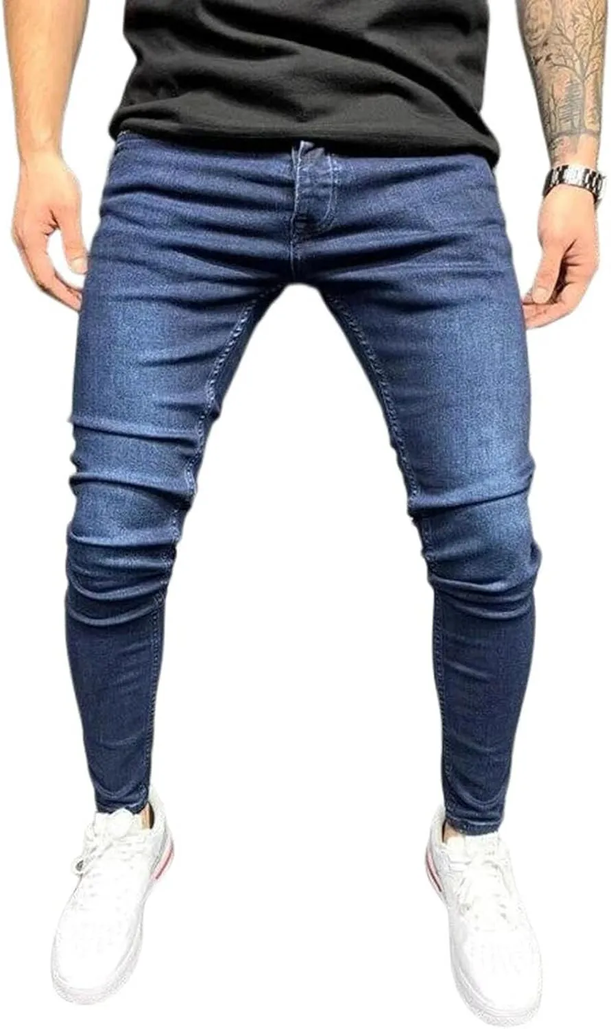 Men's Slim Fit Jeans Skinny Denim Stretch Tapered Jean Pants Premium High Waisted Straight Leg Solid Colored Jeans