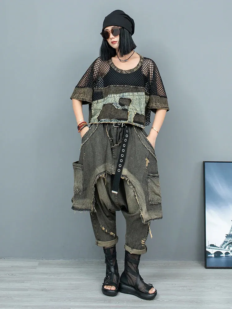 Patchwork Denim Pants