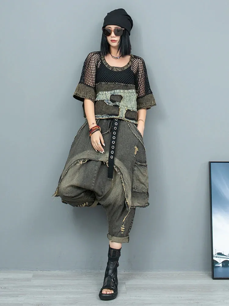 Patchwork Denim Pants