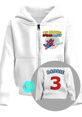 Personalised Spider Bluey Zip Hoodie with back print  I  Boys' Custom Hoodie