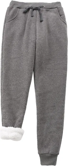 sdbrld Womens Christmas Sweatpants Winter Sherpa Fleece Lined Sweatpants Trendy Print Drawstring Joggers Trousers with Pocket