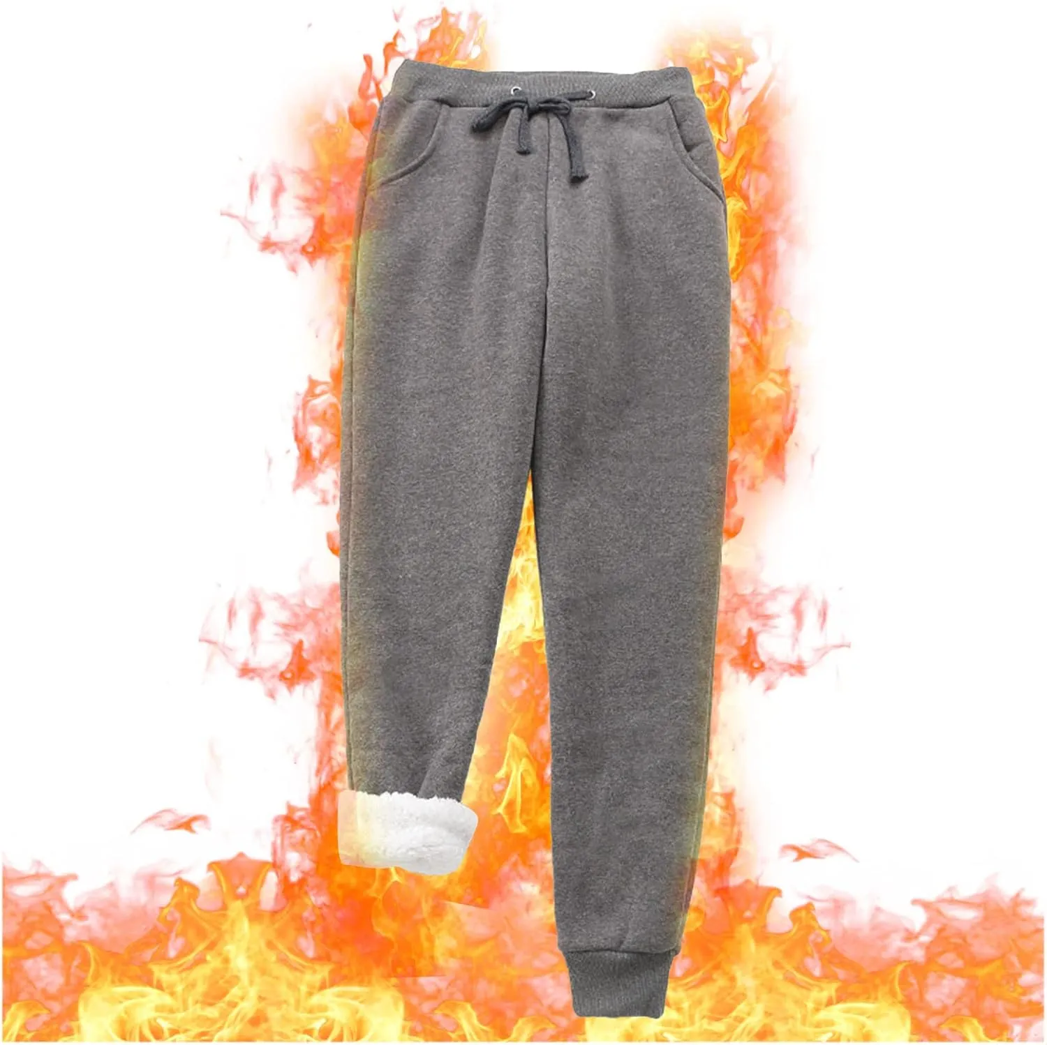 sdbrld Womens Christmas Sweatpants Winter Sherpa Fleece Lined Sweatpants Trendy Print Drawstring Joggers Trousers with Pocket