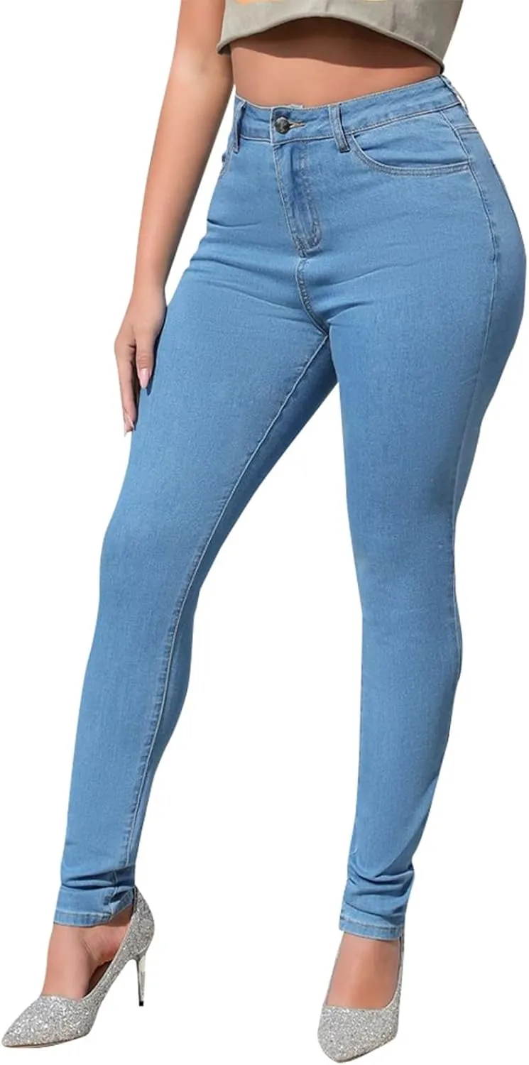 Skinny Jeans for Women High Waist Stretchy Tummy Control Jeggings Soft Slim Fit Dneim Leggings with Pockets