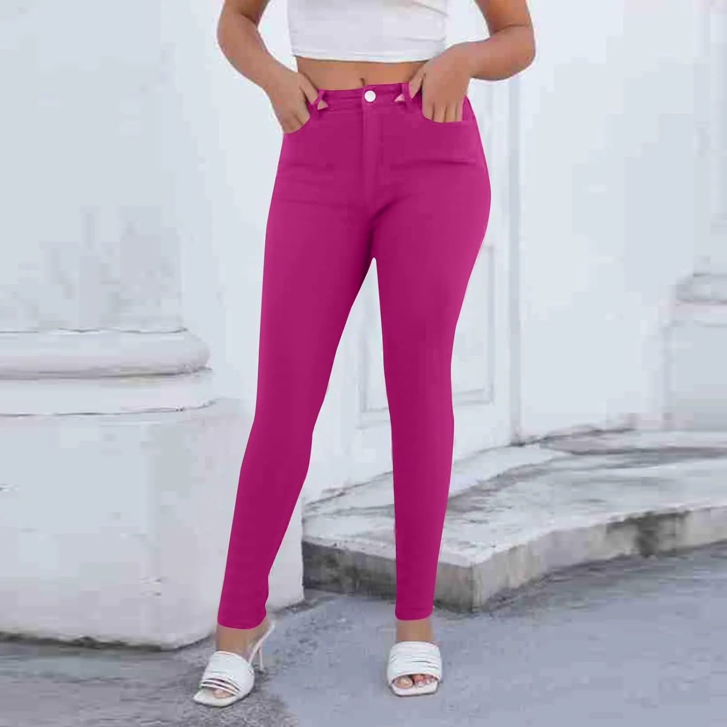 Skinny Jeans for Women High Waist Stretchy Tummy Control Jeggings Soft Slim Fit Dneim Leggings with Pockets