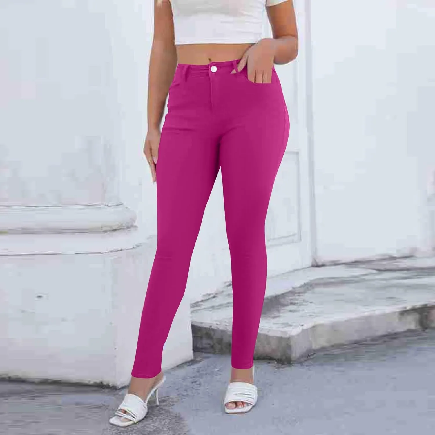 Skinny Jeans for Women High Waist Stretchy Tummy Control Jeggings Soft Slim Fit Dneim Leggings with Pockets