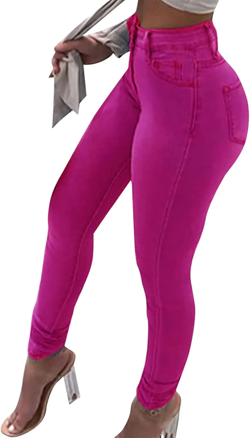 Skinny Jeans for Women High Waist Stretchy Tummy Control Jeggings Soft Slim Fit Dneim Leggings with Pockets