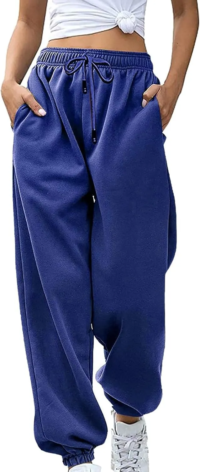 Sweatpants Women 2024, High Waisted Wide Leg Sweatpants Women Baggy Joggers with Pockets Workout Lounge Trousers