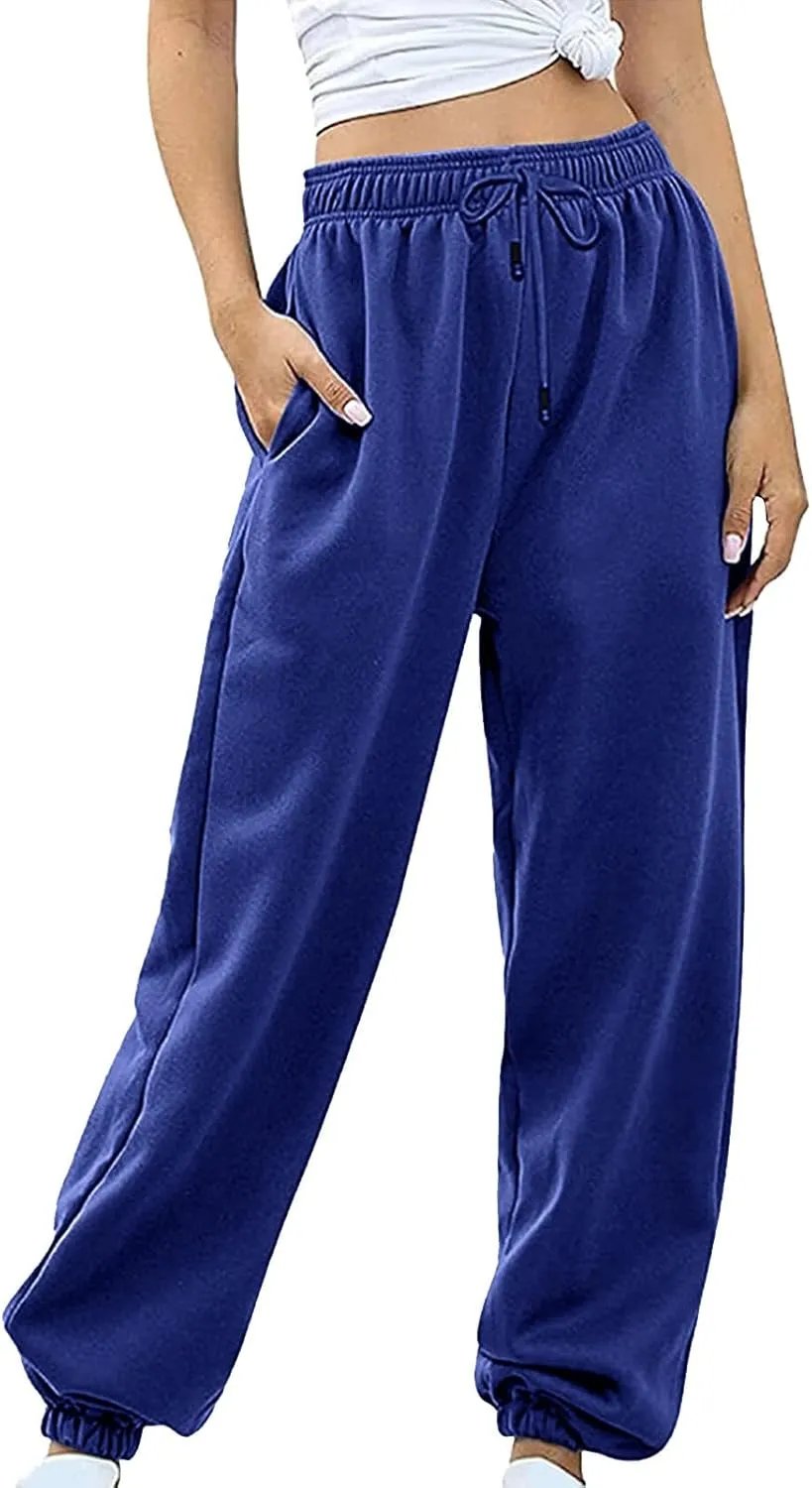 Sweatpants Women 2024, High Waisted Wide Leg Sweatpants Women Baggy Joggers with Pockets Workout Lounge Trousers