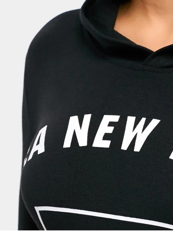TastyHottie - Trendy Front Pocket Letter Graphic Hoodie Dress