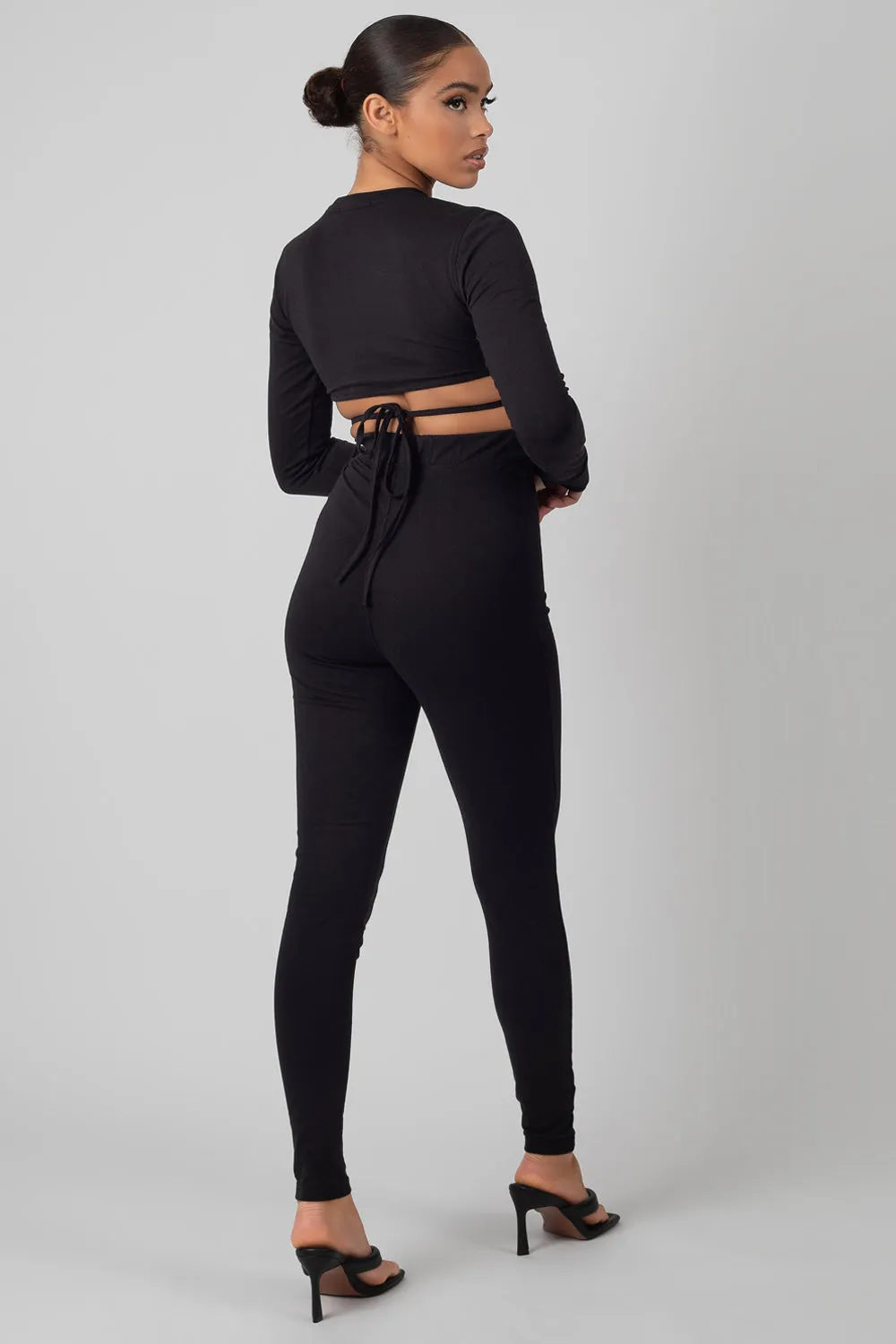 Tie Waist Leggings Black