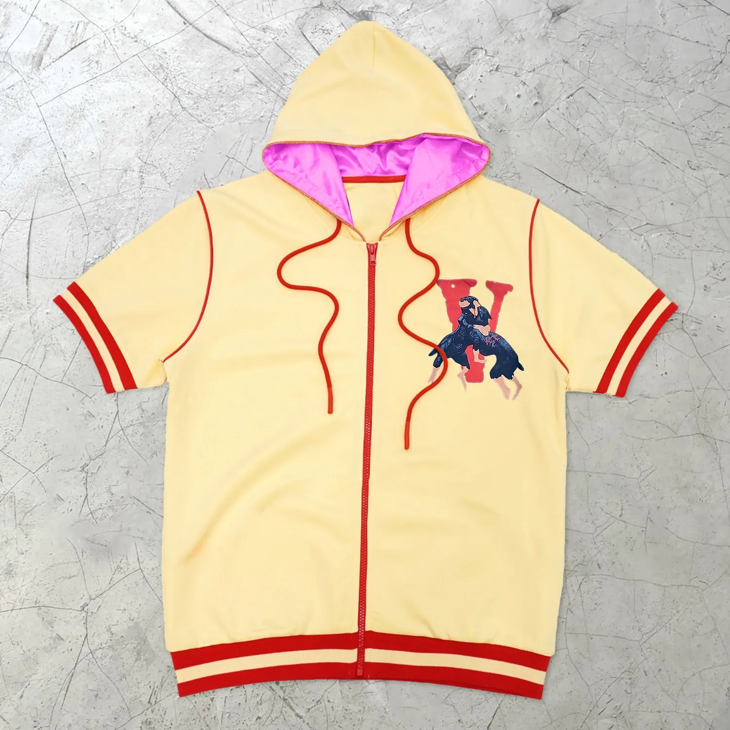 Trendy Graphic Street Short Sleeve Satin Hoodie